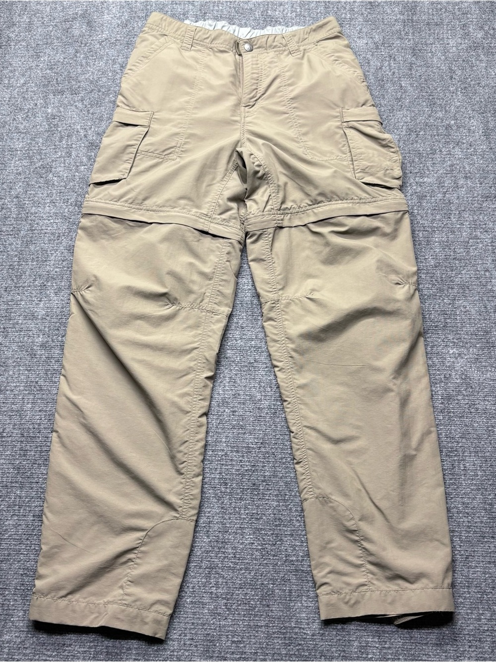 REI Convertible Hiking Pants Womens 8 Tan Cargo Pocket Ankle Zip 100% Nylon